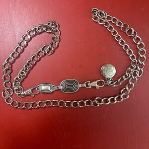 Silver Chain Belt with Decorative Clasp